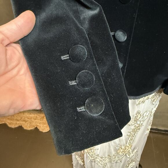 Vintage Gemma Kahng Bergdorf Goodman Black Velvet Bow Blazer Jacket Sz 8 - Picture 8 of 13